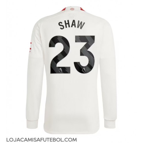 Camisa de Futebol Manchester United Luke Shaw #23 Equipamento Alternativo 2023-24 Manga Comprida